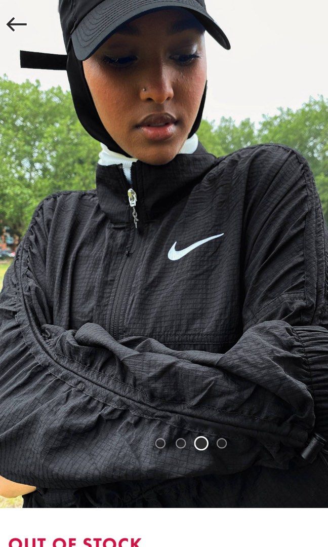 nike ruched crop sleeve swoosh zip jacket Women s Fashion