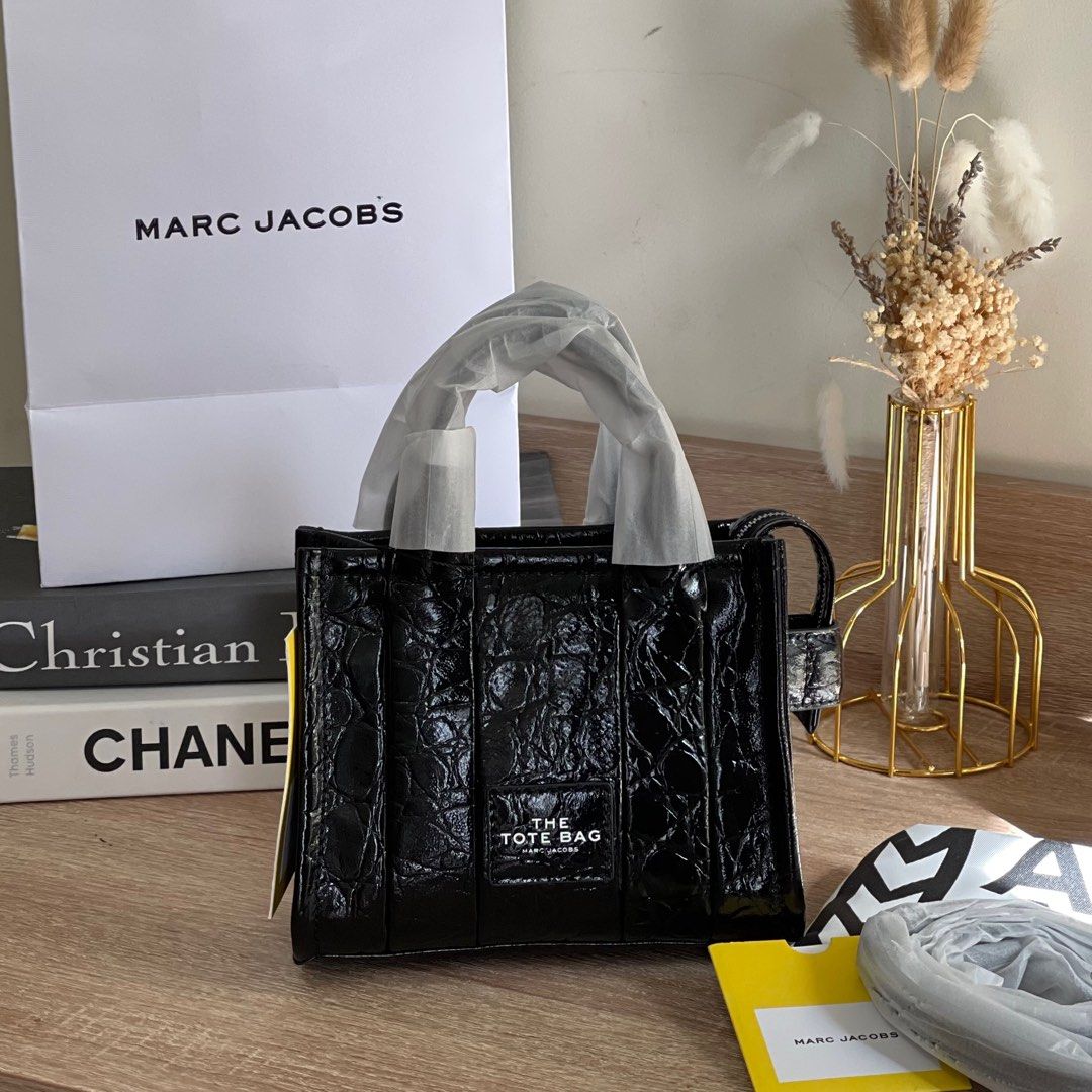 Marc Jacobs Black The Croc Micro Tote Bag