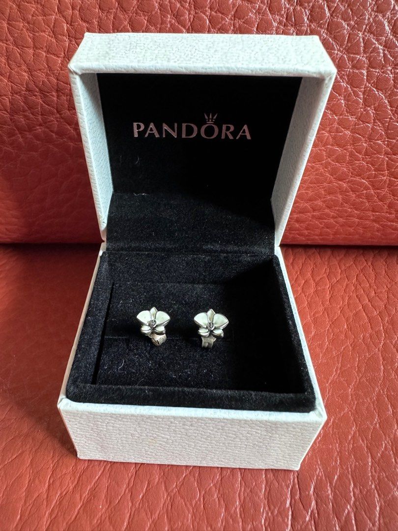 Pandora white deals orchid earrings