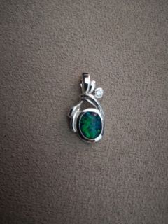Pendant in 925 silver with 8x10 mm Opal