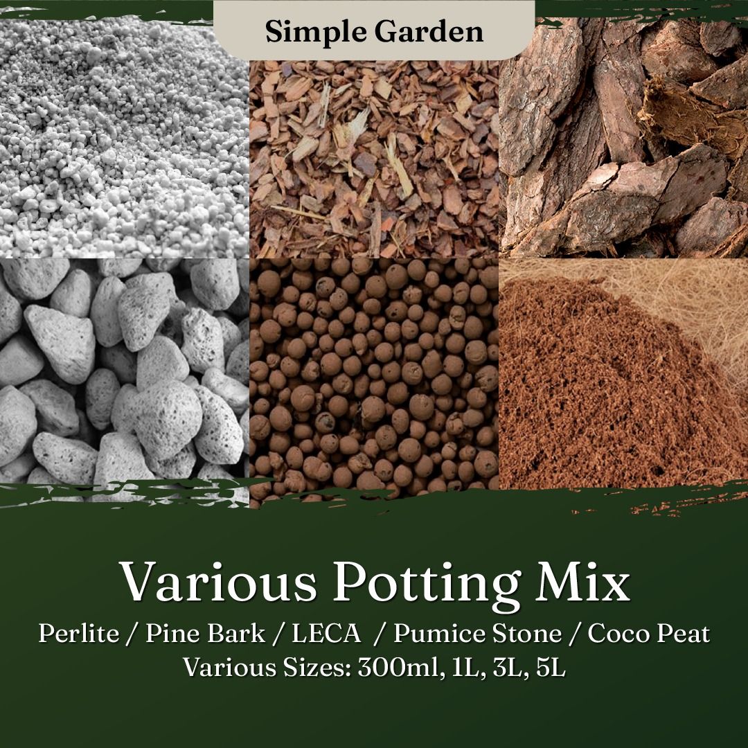 Perlite, Pine Bark, Pumice, Coco Peat, LECA (Good for Aroid, Orchid