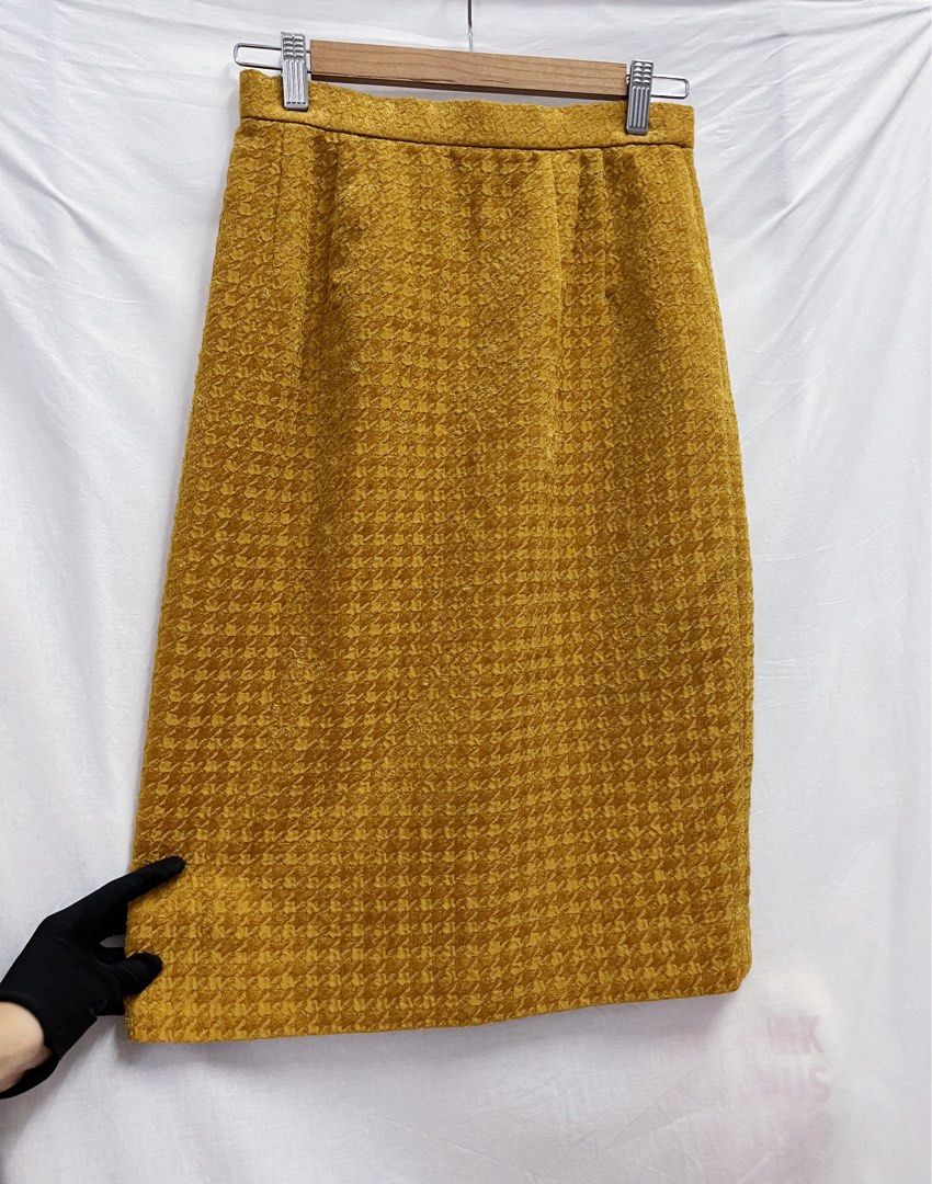 Mustard houndstooth 2025 skirt