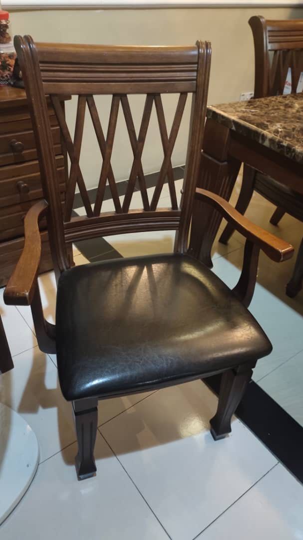 Pure wood dining table chair x6, Furniture & Home Living, Furniture