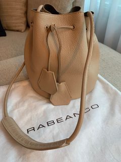 Rabeanco Small Leather Bucket Bag in Beige