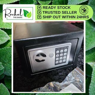 🔥[READY STOCK] Premium Digital Safety Box Durable Black Small Digital & Key Lock Home/Office Safe Box Peti Besi Digital