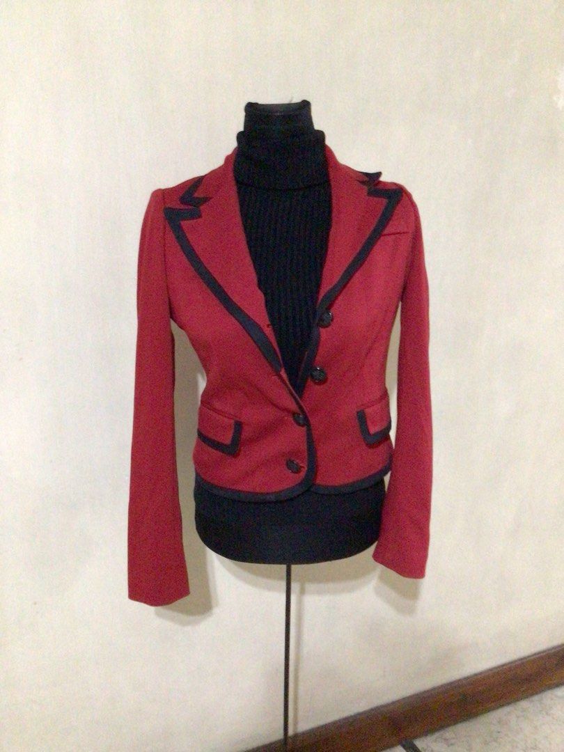 Red blazer store with black trim
