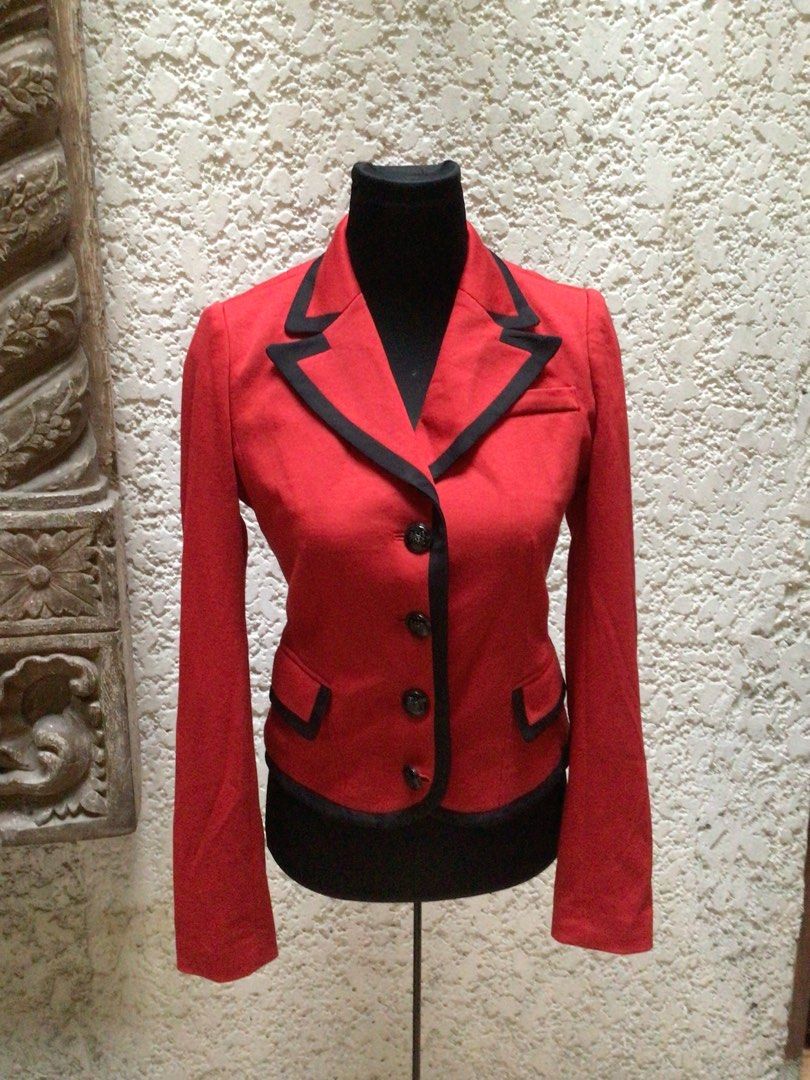 Red blazer sales with black trim