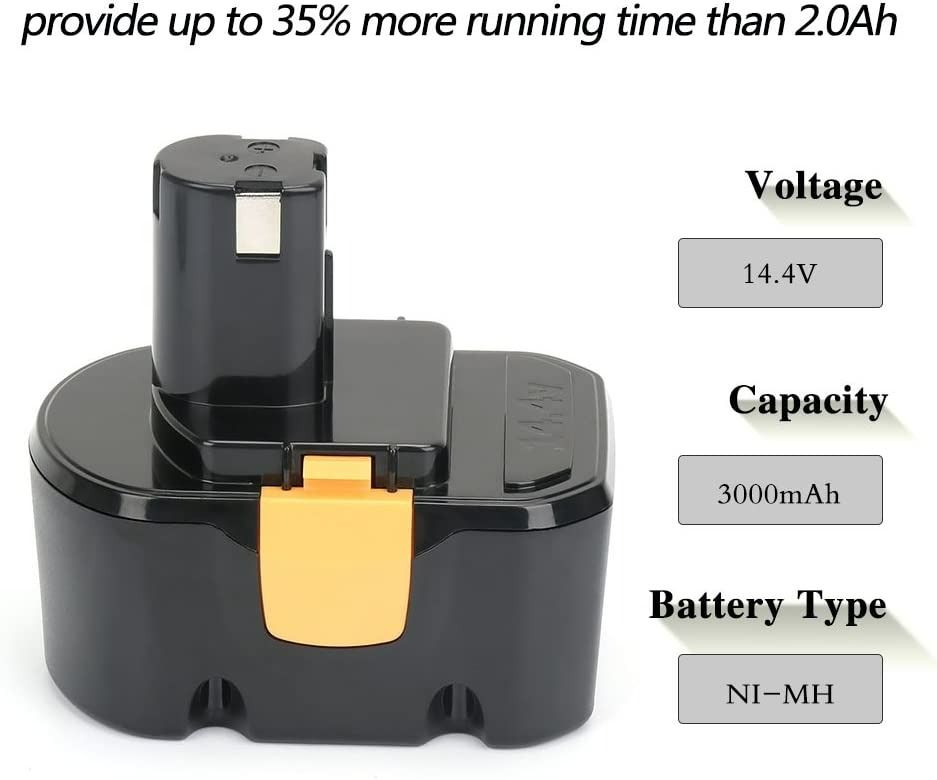 14.4V 3.0Ah NiMH HPB14 Replacement Battery For Black & Decker - 2packs