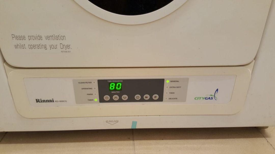 Rinnai RD600CG gas clothes dryer, TV & Home Appliances, Washing