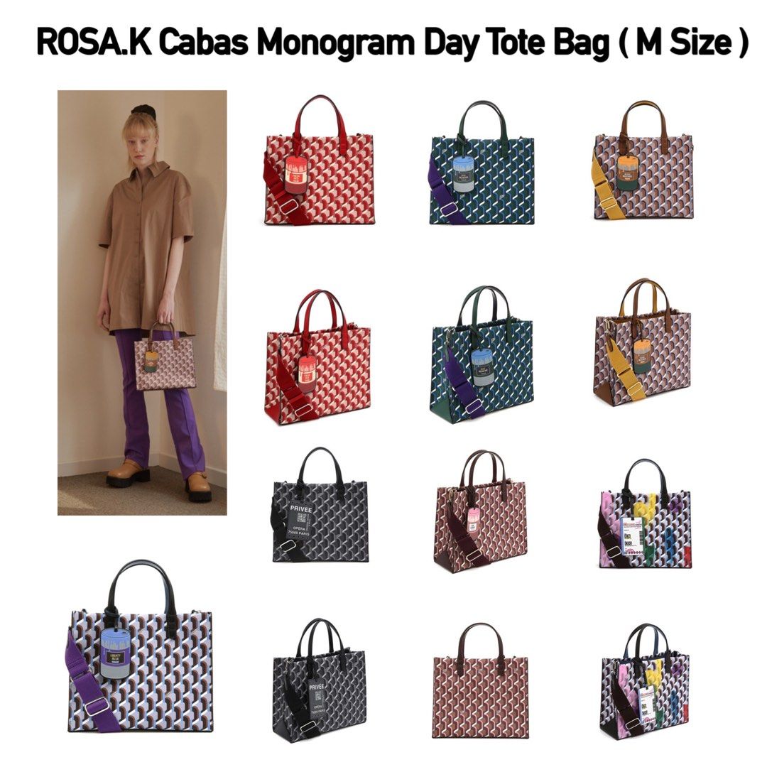 ROSA.K Jeans Cavas Monogram Sm Day Tote Bag in White