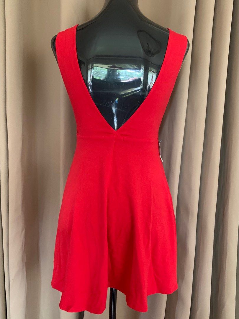 open lace back dress Women's Love Letters Red Corset Bubble Mini Dress | Size: M