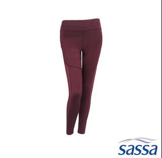 Sassa Maroon High Waist Leggings with Pockets for Gym Sports Wear Athleisure Workout