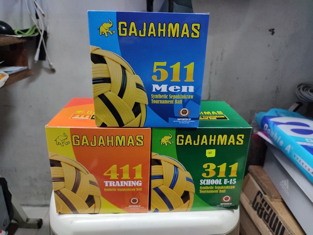 Sepak Takraw Ball (Category: Other Sports Equipment and Supplies) located in Manila. Submitted by min_yoongi (Listing ID 1217818500, Image 2). Description: Available ✓ GAJAHMAS SEPAK BALL (Synthetic) - 311 - School U-15 - 750 - 411 - Training - 850 - 511 - Men's - 950 Pm for inquiries..
