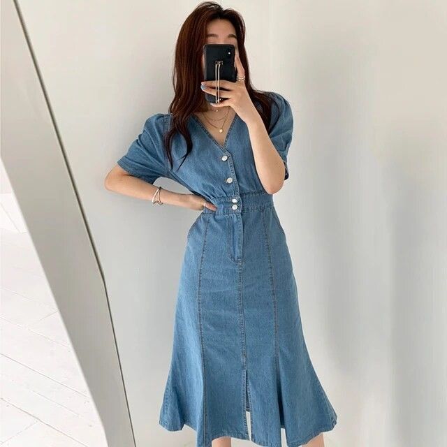 Buy Navy Blue Denim Dress Online FableStreet, 51% OFF