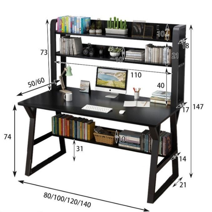 Study Table With Bookshelf Combined 80100120140CM Computer Table Desk ...