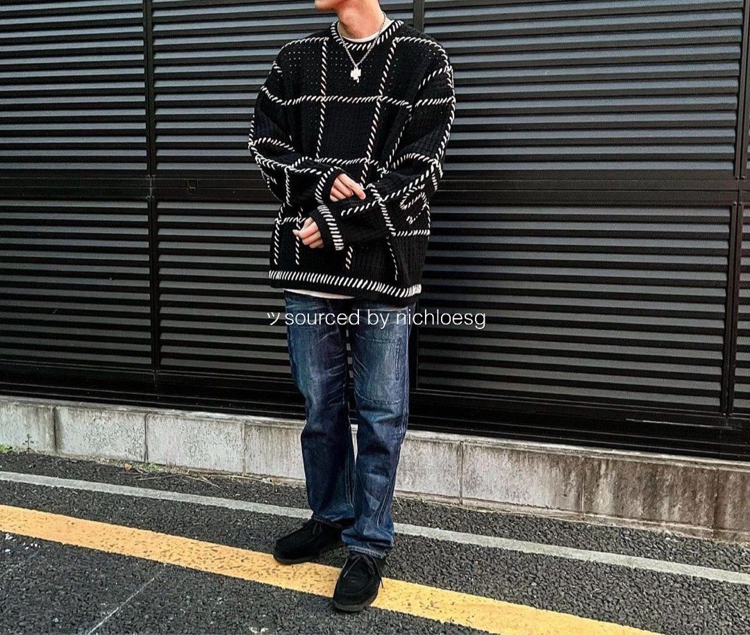 エッセンシャルコンフォート supreme quilt stitch sweater black 23aw