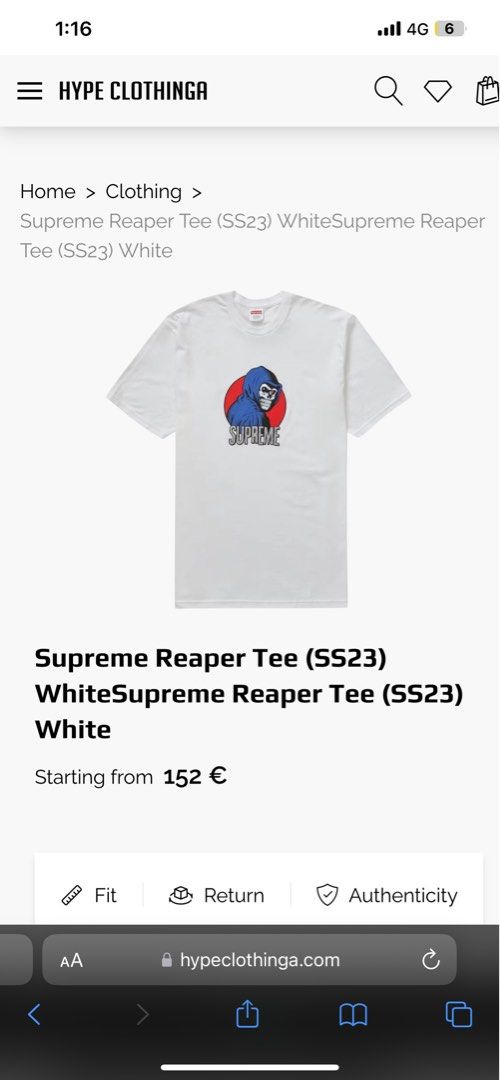 Supreme reaper outlet tee white