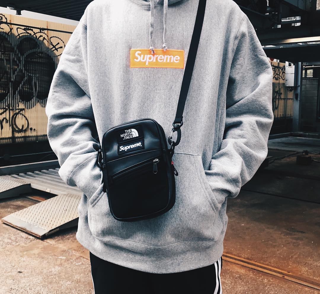 North face supreme leather shoulder bag outlet