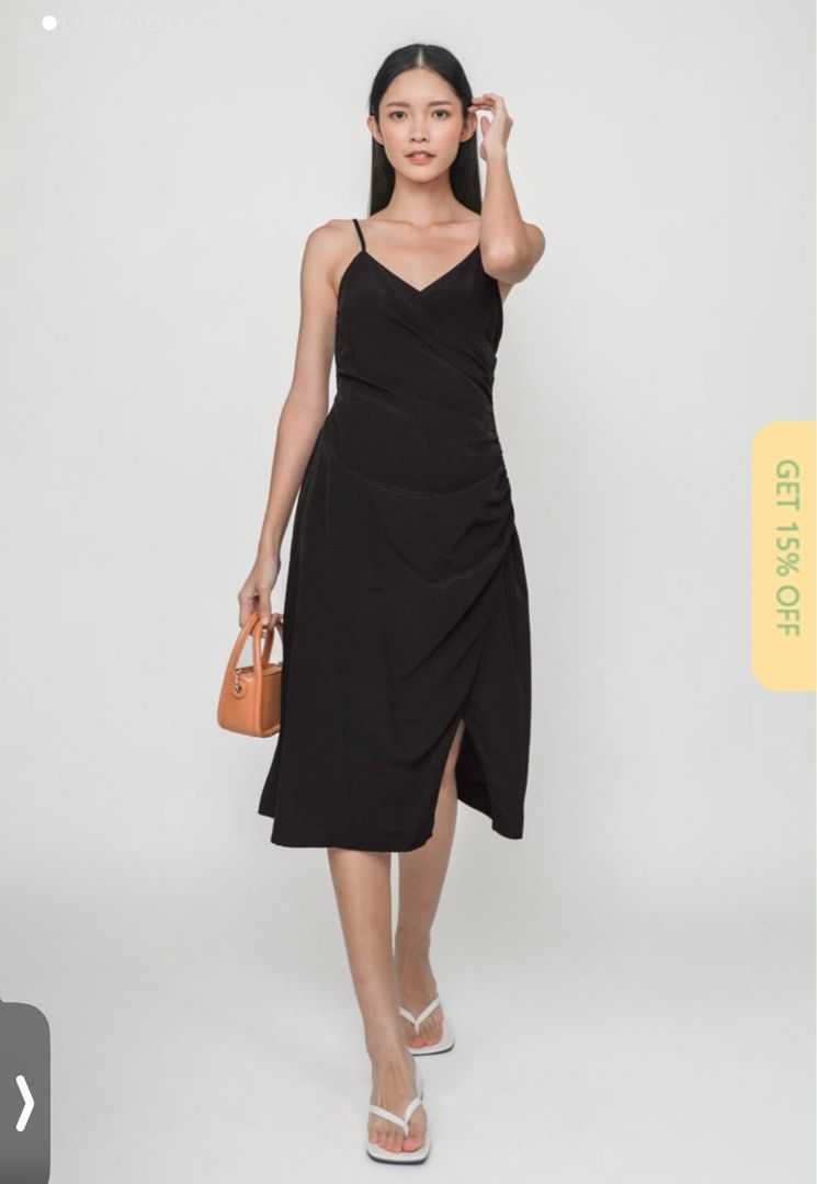 TWS-241TT2063 BLACK WRAP TIER DRESS main image 0
