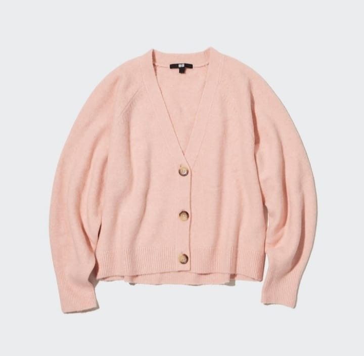 Pink Uniqlo Women's Cardigan UNIQLO Japan Light Souffle Yarn