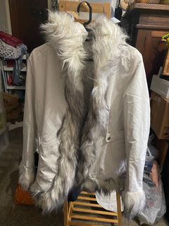 Uniqlo white furry winter jacket