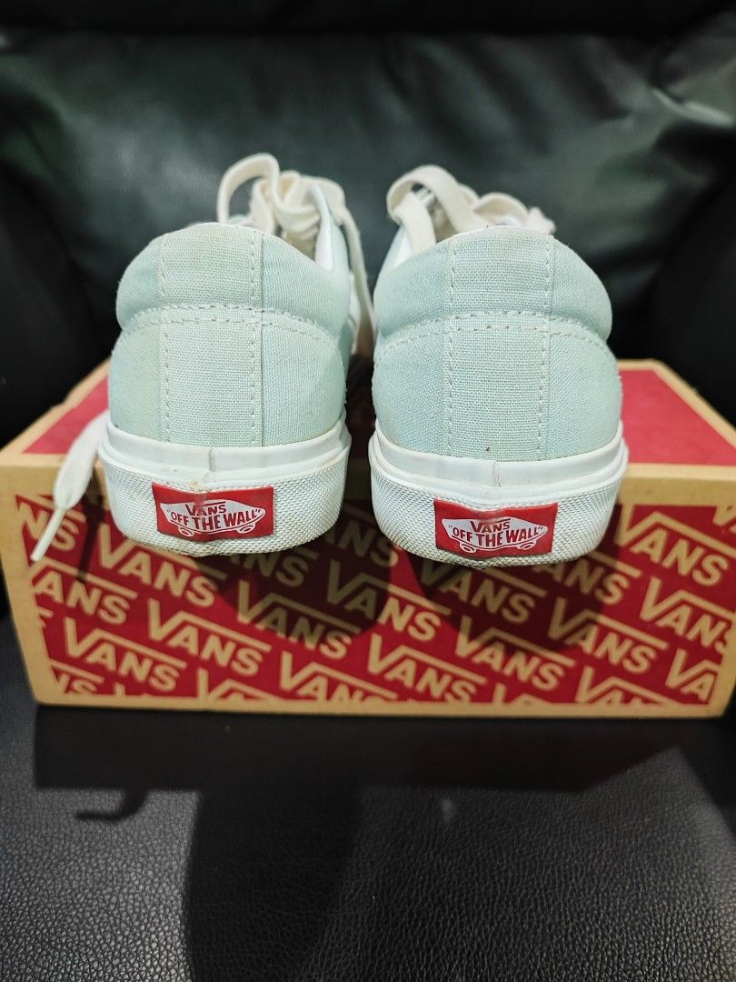 Vans (Category: Sneakers) located in Rizal. Submitted by maxxthecat (Listing ID 1217988203, Image 3). Description: Mint Green Color Used a few times Size UK 3 (22cm) Just need cleaning but overall looks new Has box with a bit of damage.
