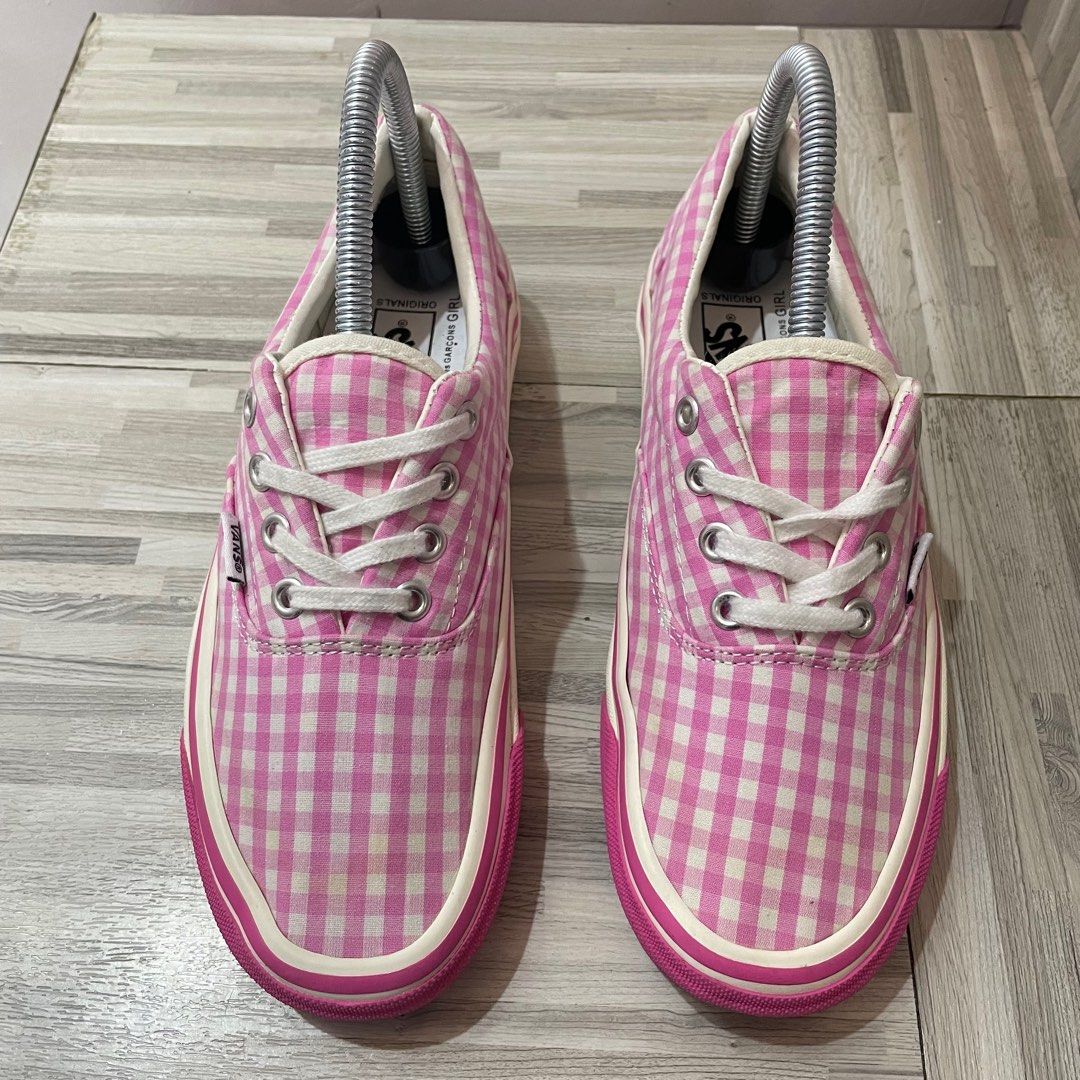 Vans x CDG COMME des GARCONS Collab Gingham Checkered Pink Sneakers 23.5cm