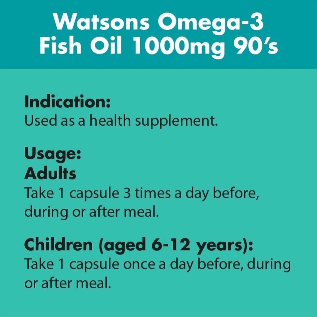 WATSONS Omega3 Fish Oil 1000mg 90's EXP 03/2025 Softgels DHA EPA