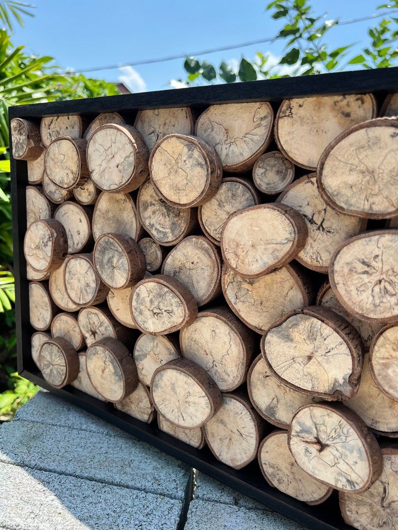 Wooden Wall Decor, Interior Design, Tamarind Wood Slice Wall Design