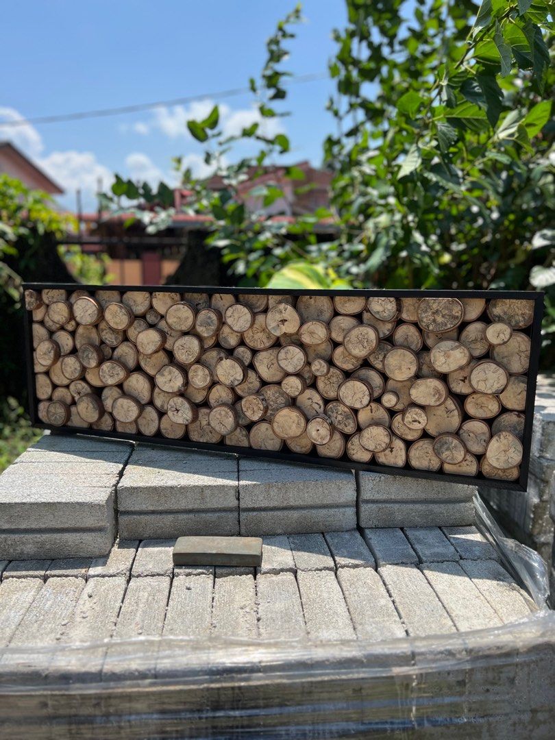 Wooden Wall Decor, Interior Design, Tamarind Wood Slice Wall Design