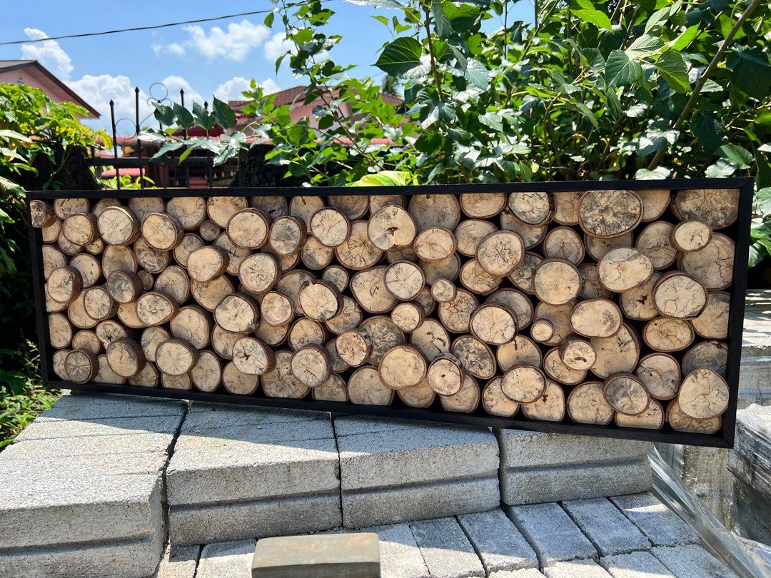 Wooden Wall Decor, Interior Design, Tamarind Wood Slice Wall Design