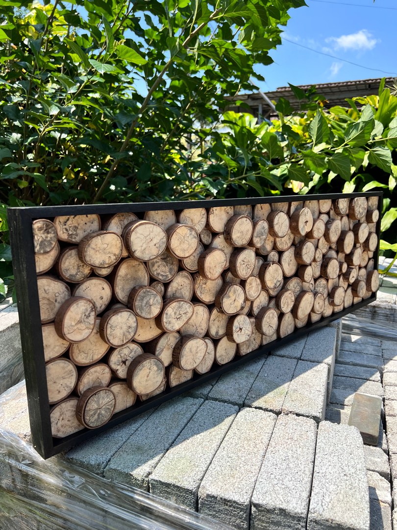 Wooden Wall Decor, Interior Design, Tamarind Wood Slice Wall Design