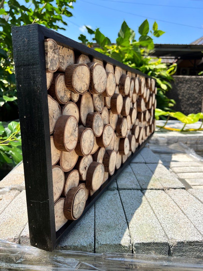 Wooden Wall Decor, Interior Design, Tamarind Wood Slice Wall Design