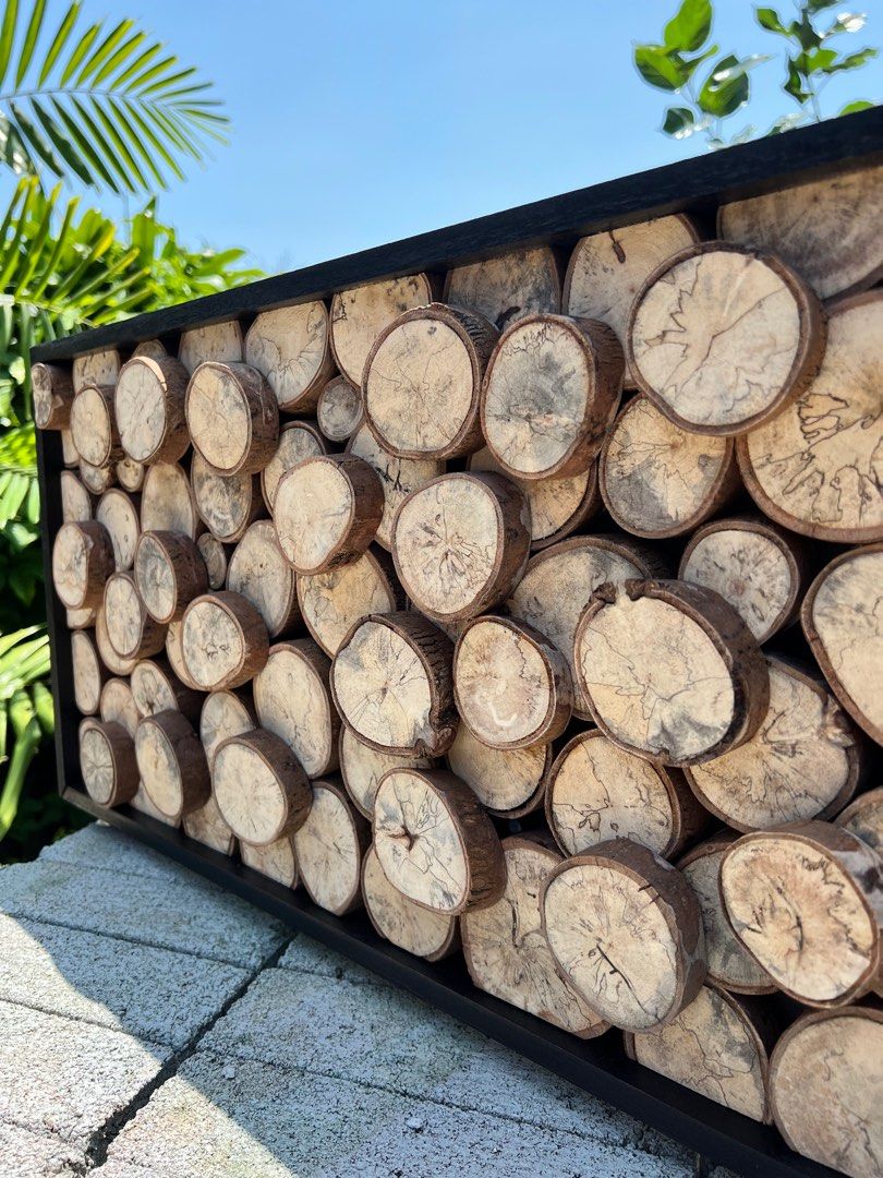 Wooden Wall Decor, Interior Design, Tamarind Wood Slice Wall Design