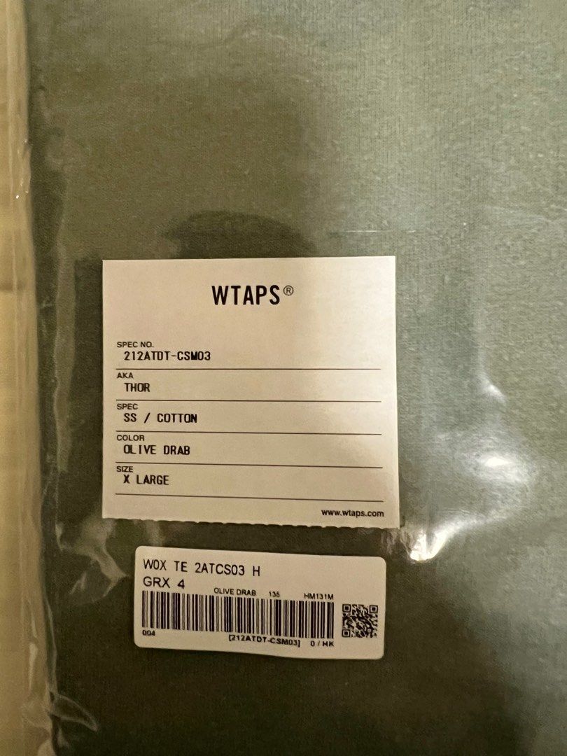 WTAPS 21SS THOR SS COTTON SIZE 04 XL OLIVE DRAB, 男裝, 上身及套裝