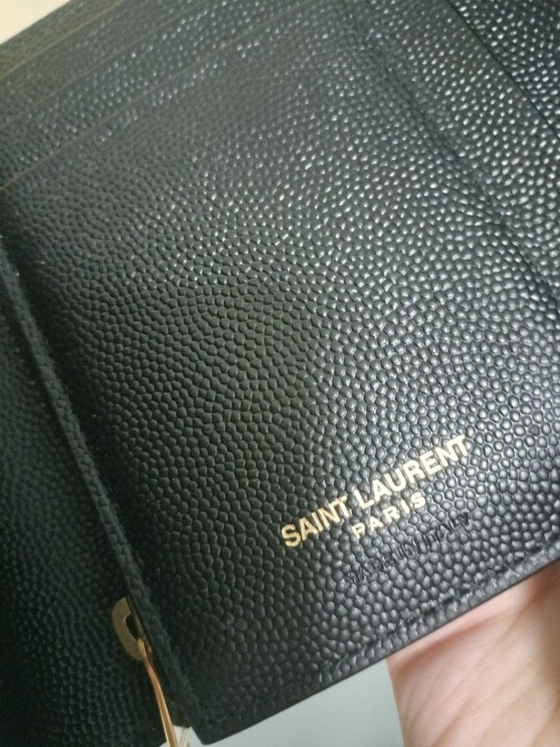 Saint Laurent Cassandra Ysl Quilted Lambskin Leather Card Holder