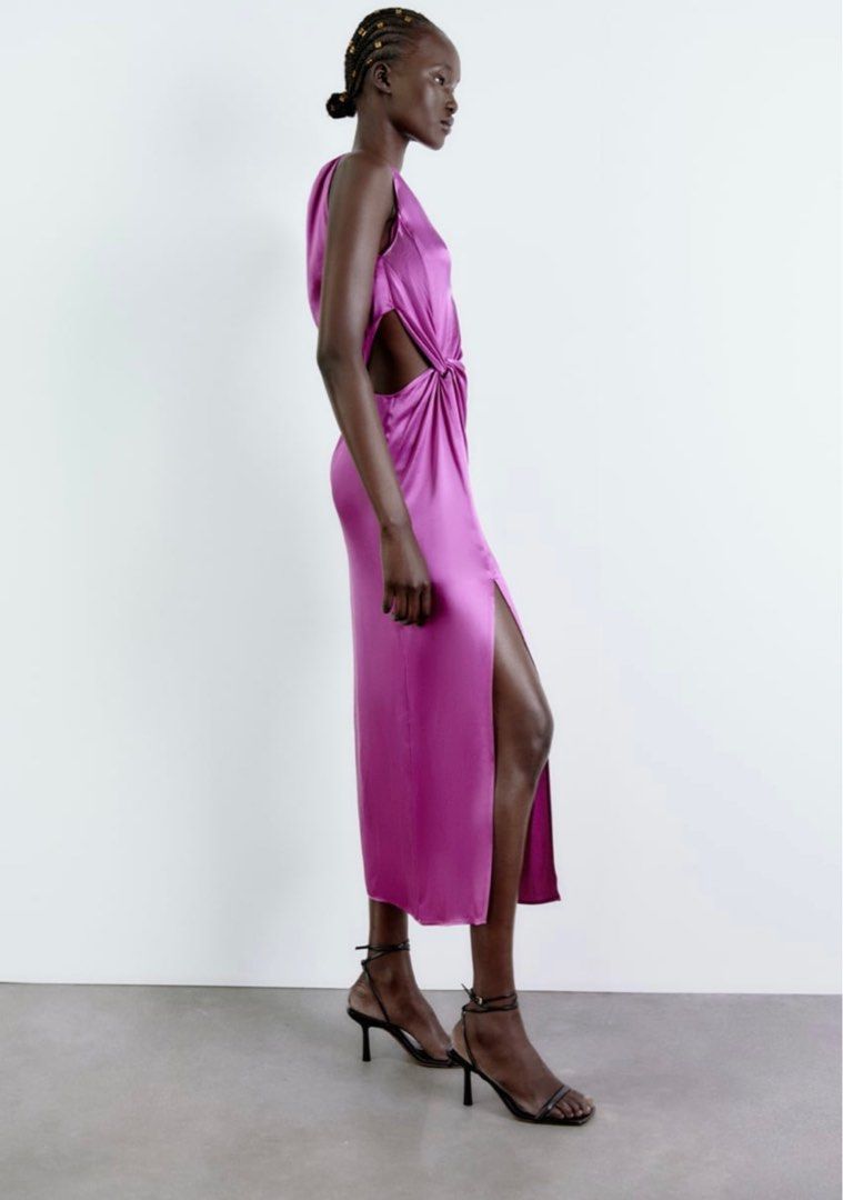 ZARA BNWT SATIN CUT OUT DRESS, Women's Fashion, Dresses & Sets, Dresses on  Carousell