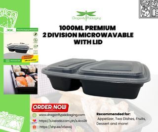 1000ML PREMIUM 2 DIVISION MICROWAVABLE WITH LID