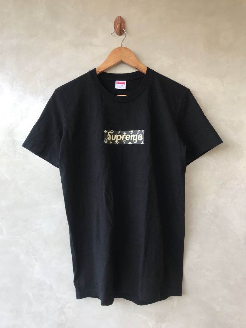 Supreme Louis Vuitton LV Monogram Box Logo Black T Shirt Authentic VTG