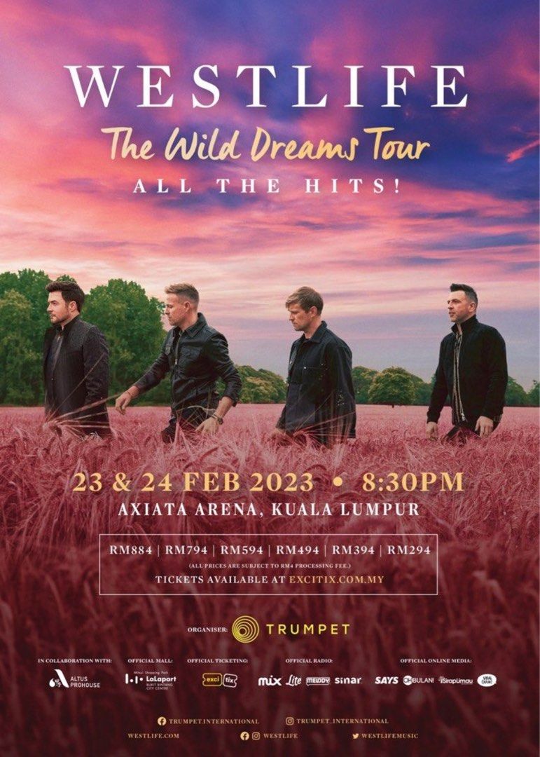 2 x VIP TICKETS WESTLIFE TOUR 2023 IN MALAYSIA, Tickets & Vouchers