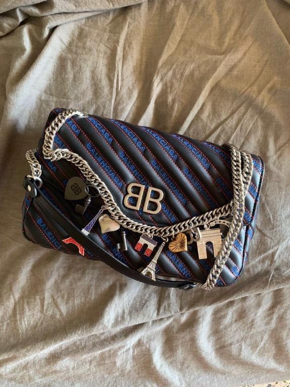 Balenciaga - BB Chain M Paris Charm Canvas Flap Bag Brown
