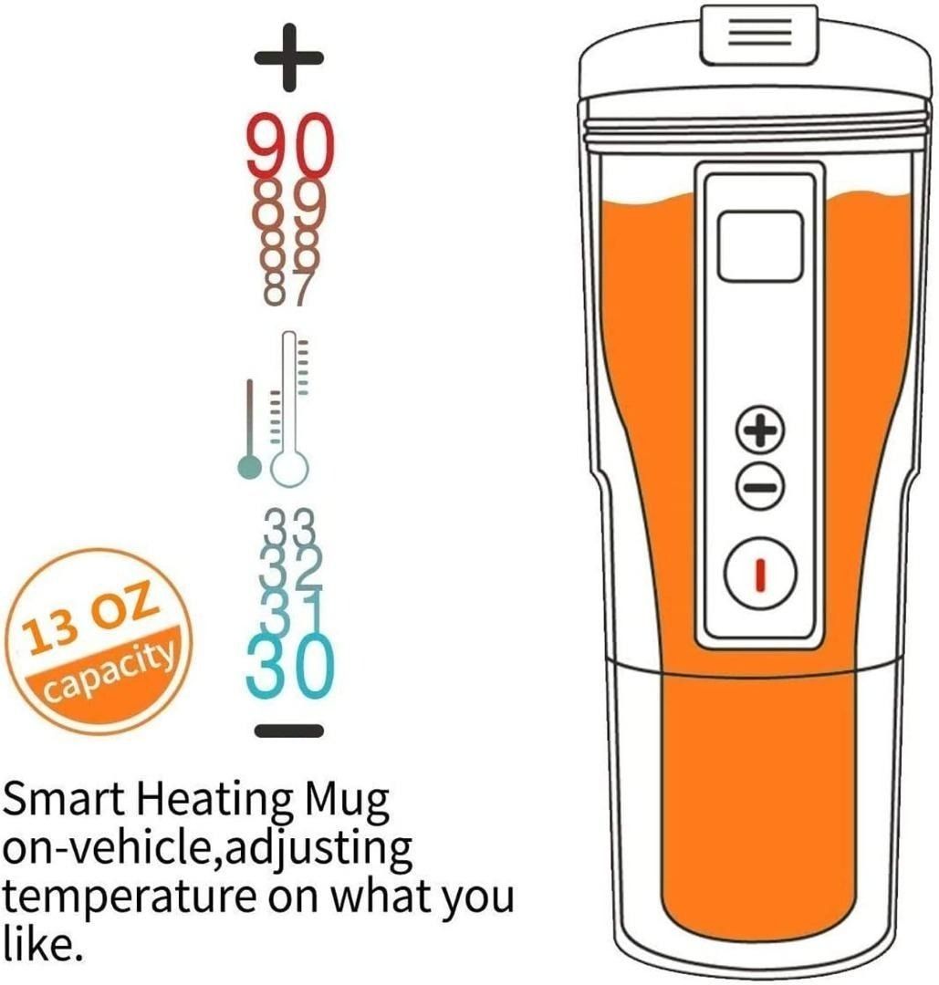 Smart Temperature Control Travel Coffee Mug BUKEYUQIU Electric Heated  Travel Mug 12V Stainless Steel Tumbler Smart Heating Car Cup Keep Milk Warm  LCD