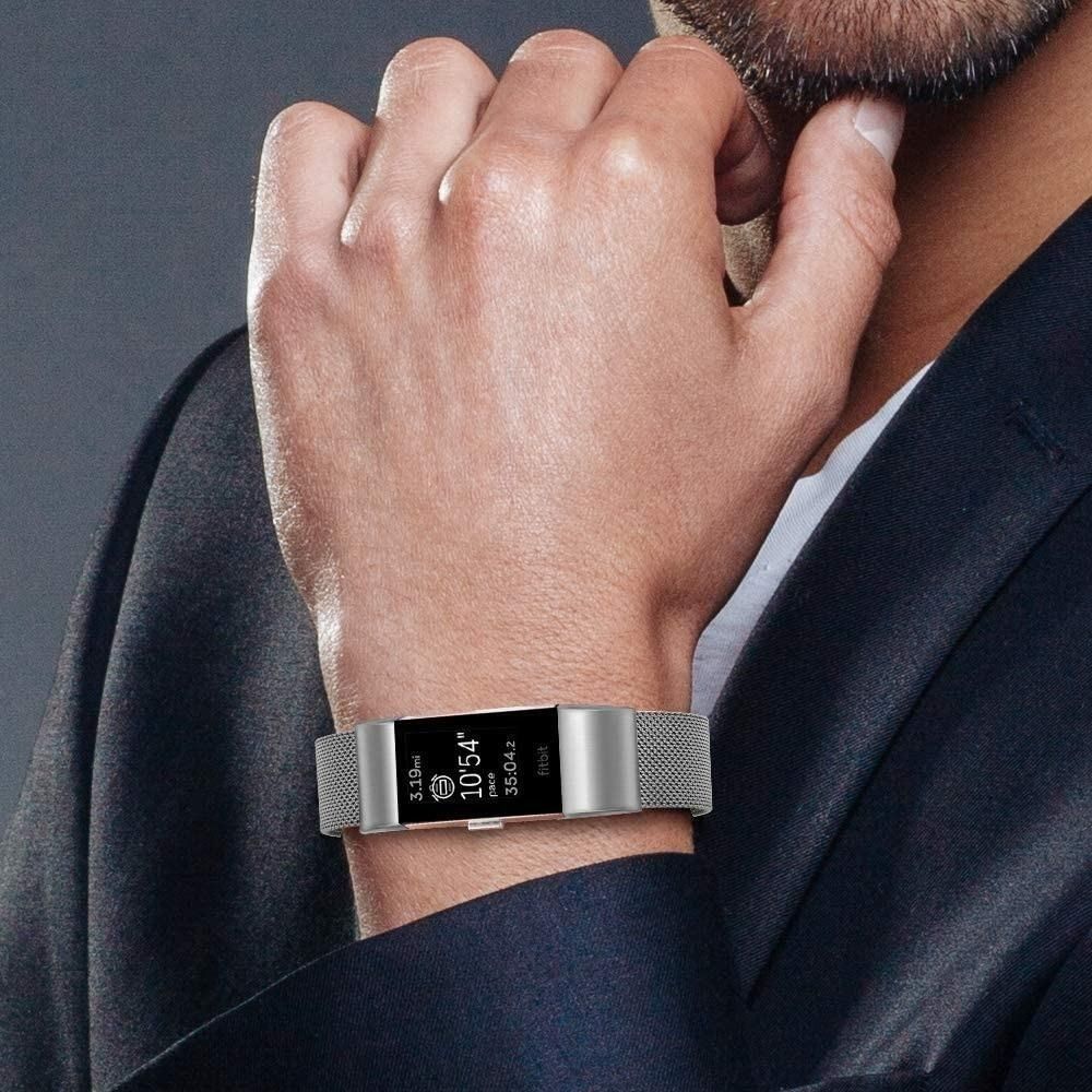 B2599 Amzpas Replacement For Fitbit Charge 2 Strap Metal Mesh Magnetic Adjustable Clasp Stainless Steel Replacement Strap for Fitbit Charge 2 Men Women Small Large S 01 Silver Mobile Phones
