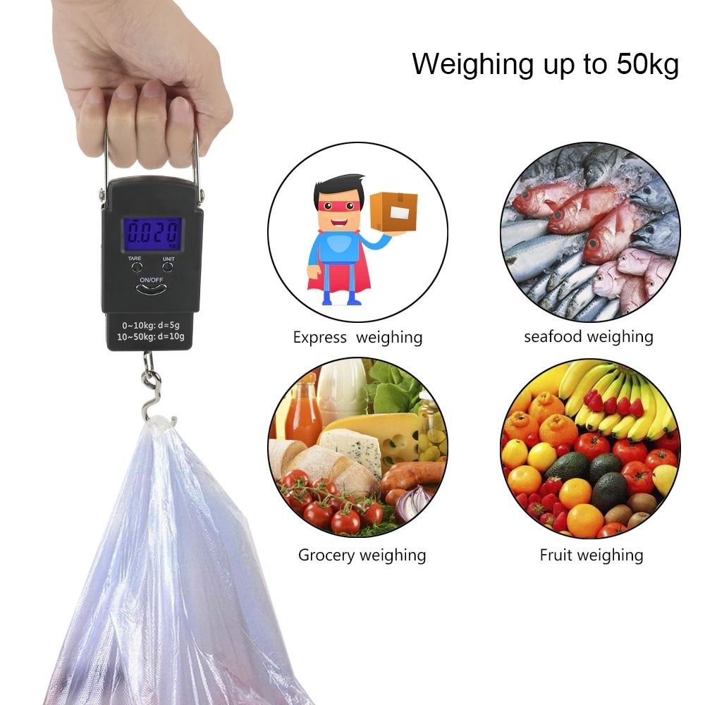 Portable 50Kg 10g Hanging Scale Digital Scale with BackLight Electronic  Fishing Weights Pocket Scale Express Scales
