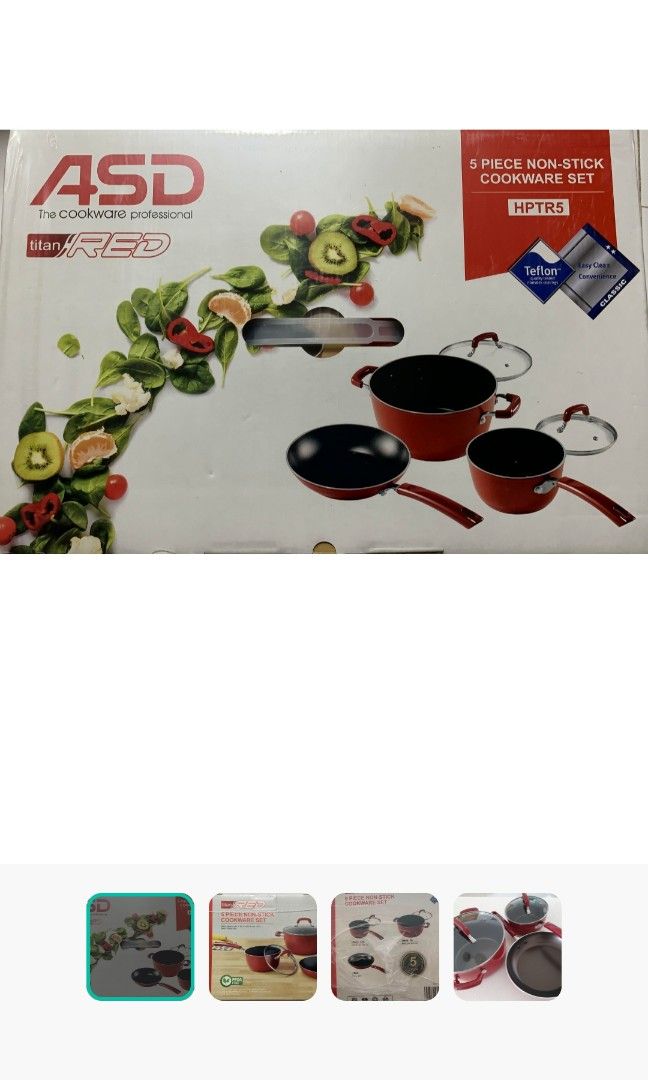 ASD Cookware Set Titan Red 5 pcs Non stick cookware professional set
