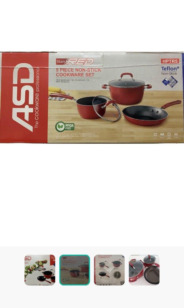 ASD Cookware Set Titan Red 5 pcs Non stick cookware professional set