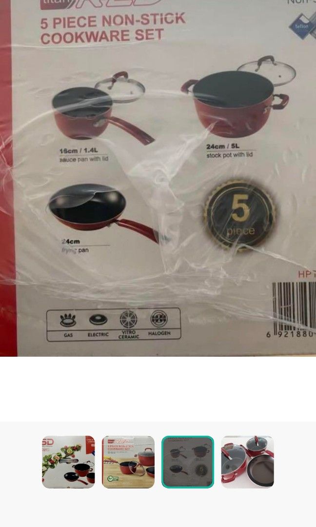 ASD Cookware Set Titan Red 5 pcs Non stick cookware professional set