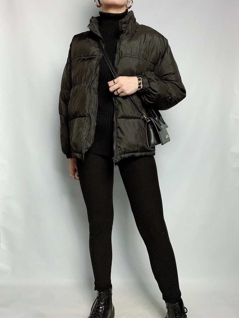 (SOLD) Black oversized puffer jacket, Lightweight puffer jacket, Travel