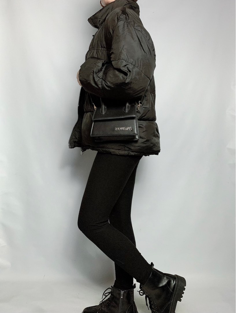 (SOLD) Black oversized puffer jacket, Lightweight puffer jacket, Travel