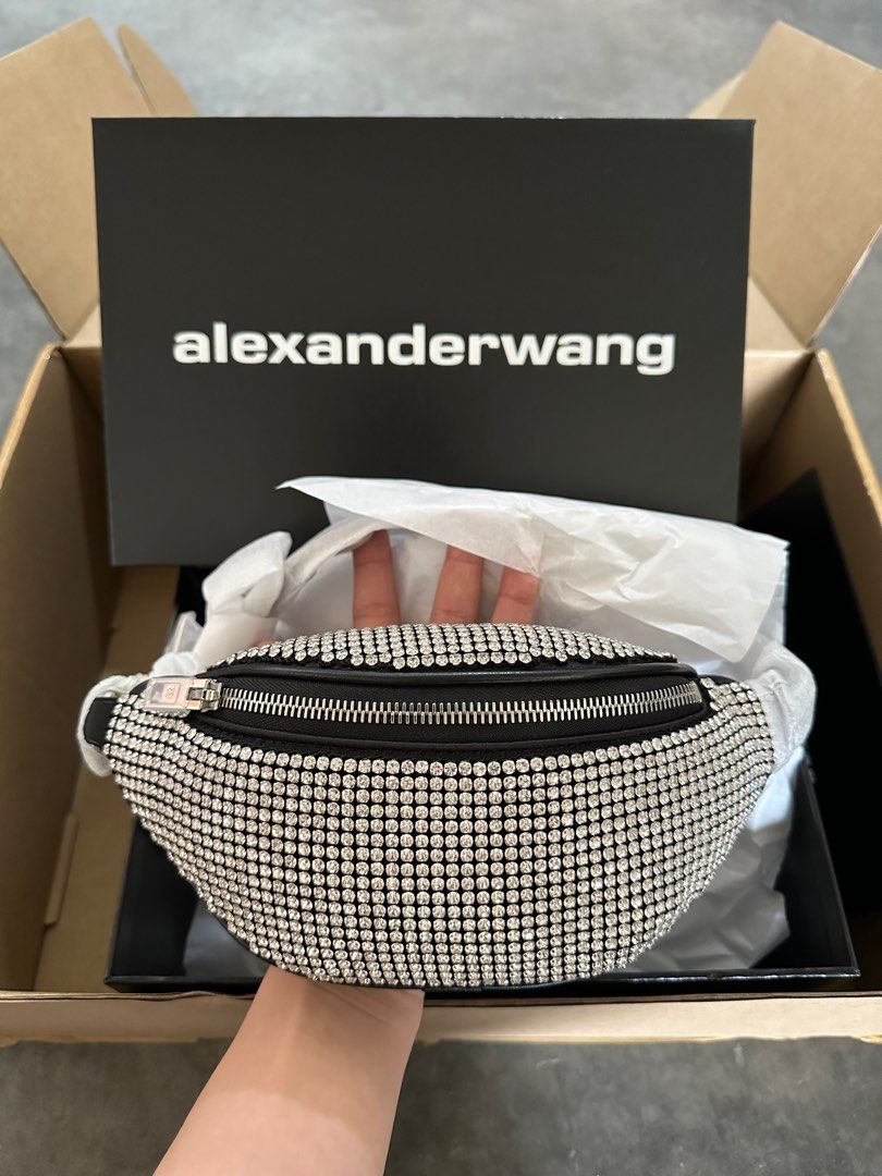 BNIB Authentic Alexander Wang Attica Mini Fanny Pack Rhinestone Mesh AW Sling Bag Multipurpose